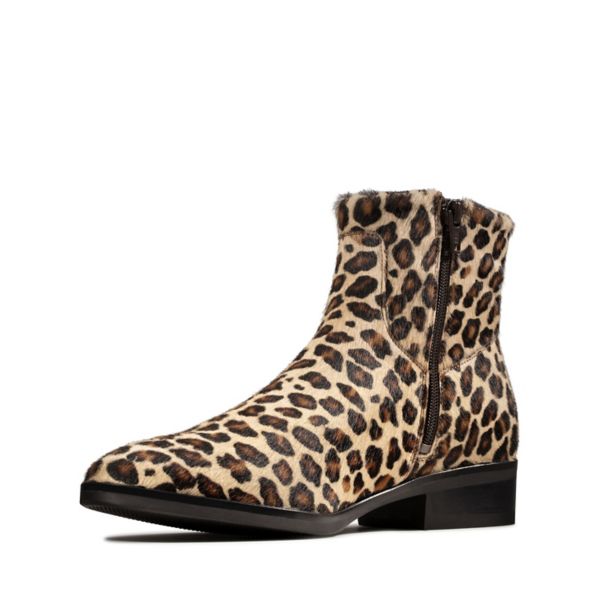 Clarks Womens Pure Rosa Ankle Boots Leopard | UK-146329